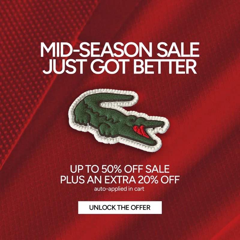 Mid-Season Sale just got better. UP TO 50% OFF SALE PLUS AN EXTRA 20% OFF Auto-applied In cart. Unlock the Offer.