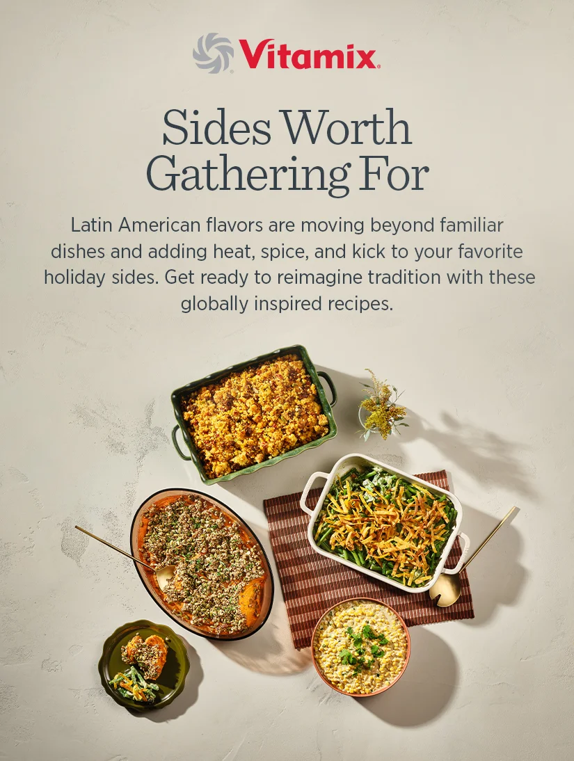 Sides worth gathering for! Latin American flavors are moving beyond familiar dishes and adding heat, spice, and kick to your favorite holiday sides. Get ready to reimagine tradition with these globally inspired recipes.