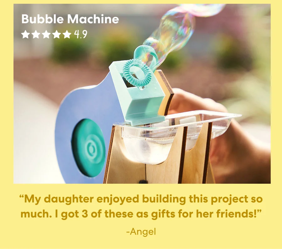 Bubble Machine: experiment with different wand positions and bubble formulas to make bigger, better bubbles!