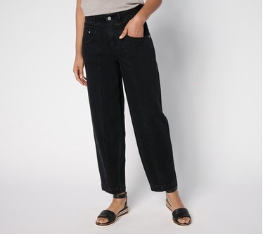 LOGO by Lori Goldstein Regular Black Barrel Leg Ankle Jeans