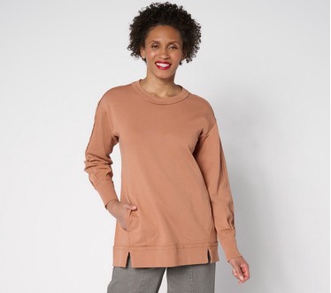 LOGO by Lori Goldstein Sweatshirt with Raw Edge and Seam Detail