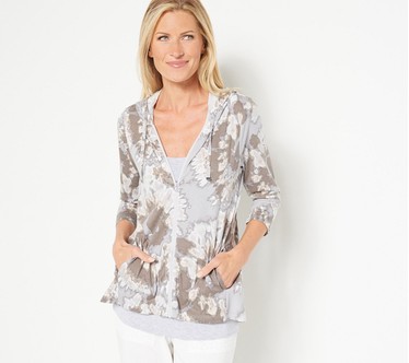LOGO by Lori Goldstein Tie-Dye Cotton Modal Hoodie