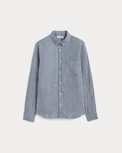 Image | The Classic Shirt in Linen | White / Blue