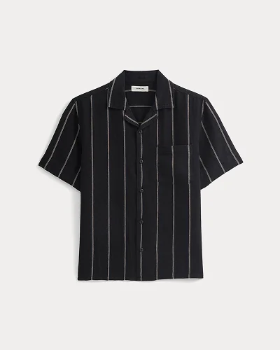 Image | Linen Resort Shirt | Black / Bone