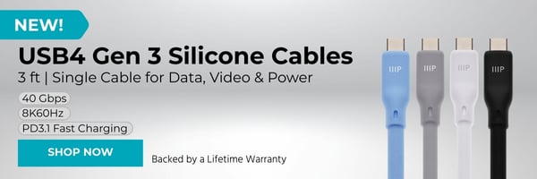 New (tag) USB4 Gen 3 Silicone Cables PD3.1 Fast Charging Available colors: Black | Blue | Gray | White Shop Now