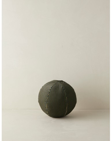 Striped Velvet Ball Pillow by Sarah Sherman Samuel-Black and Olive
