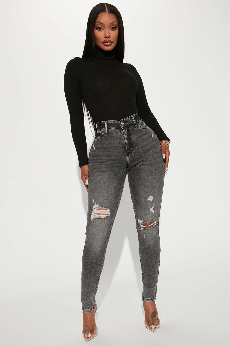 Image of Living Life High Stretch Skinny Jeans - Black Wash