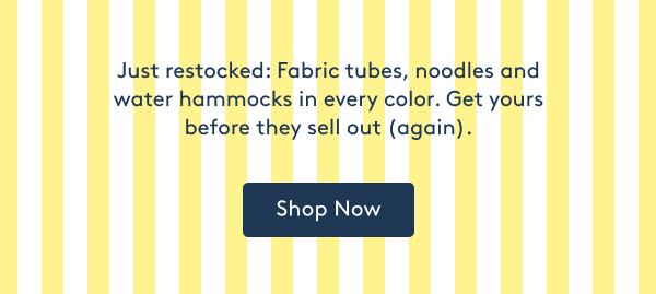 Just restocked: Fabric tubes, noodles and water hammocks in every color. - Shop Tanning Pools