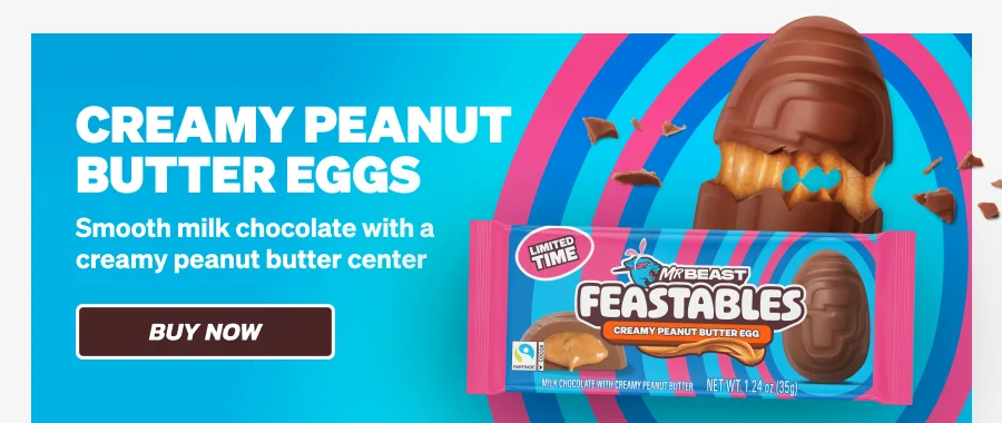 CREAMY PEANUT BUTTER EGGS! Smooth milk chocolate with a creamy peanut butter center. Click here to find a store.