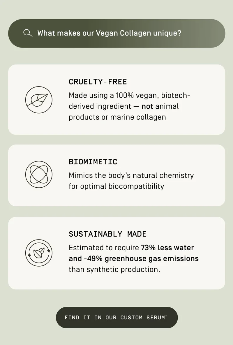 What makes our Vegan Collagen unique? Cruelty Free | Biomimetic | Sustainably made
