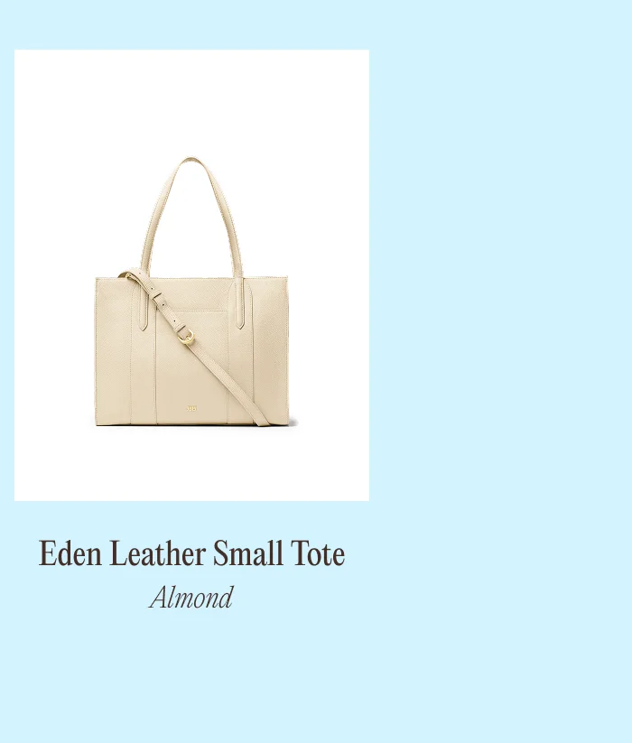 Eden Small Leather Tote Almond