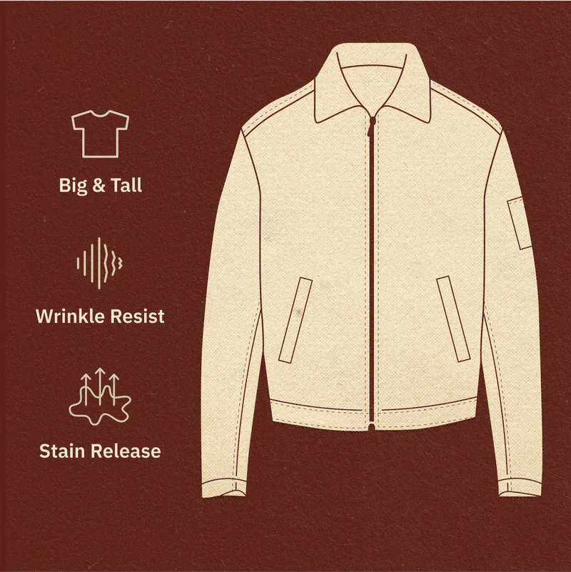 Big & Tall, Wrinkle Resist, Stain Release fabric. Shop The Unlined Eisenhower Jacket.