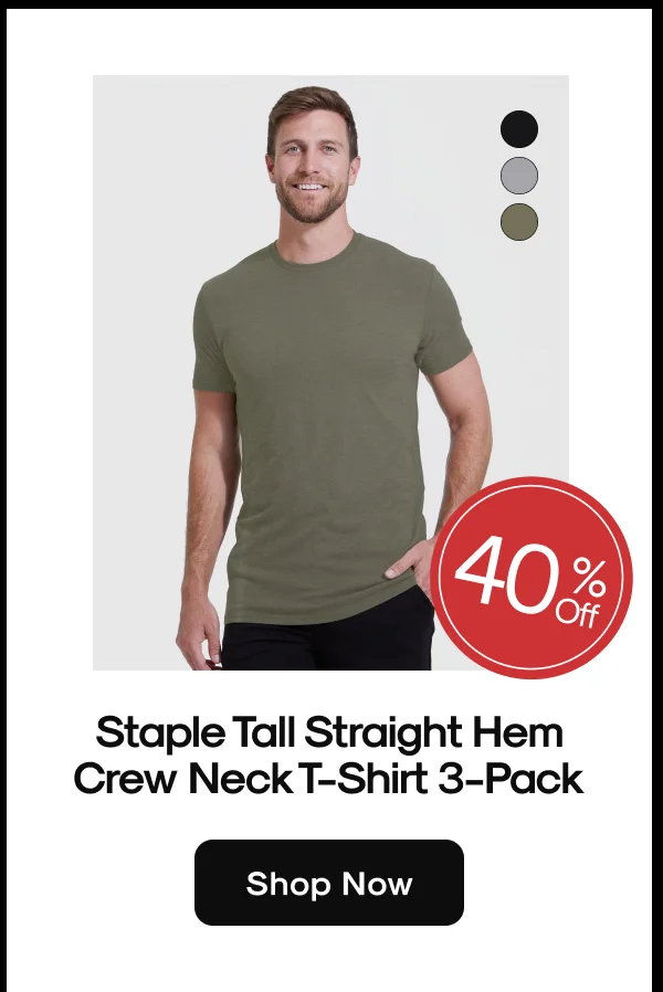 Staple Tall Straight Hem Crew Neck T-Shirt 3-Pack