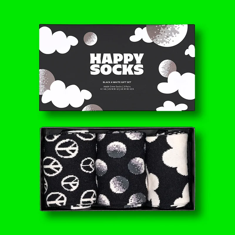 3-Pack Black And White Socks Gift Set
