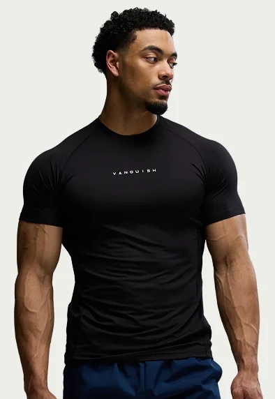 ACADEMY BLACK SLIM FIT PERFORMANCE T SHIRT