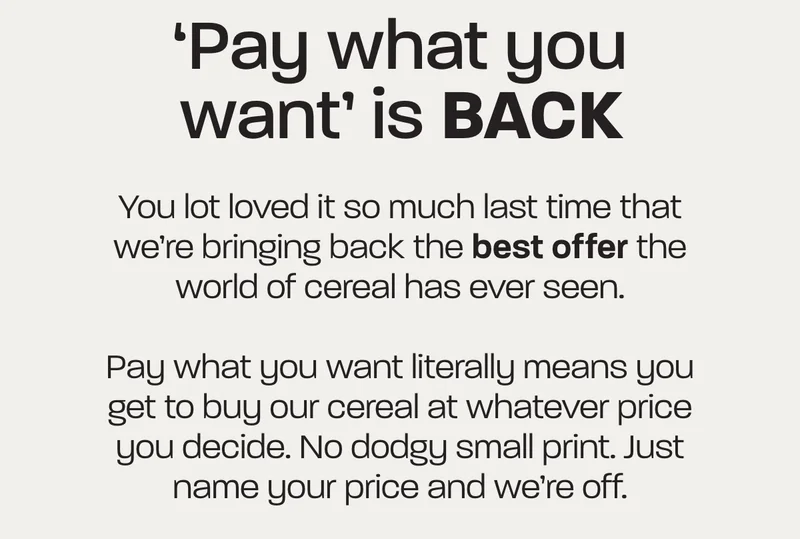 'Pay what you want' is BACK