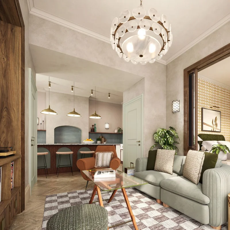 House Florence kitchen and living room