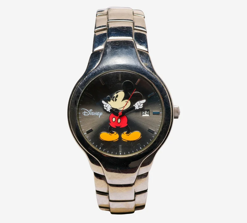 Disney Rewound Mickey Mouse Silver Metal Quartz Analog Watch