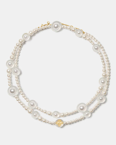 Flower Pearl Long Statement Necklace