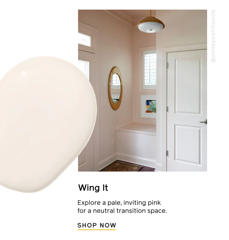 Wing It. Explore a pale, inviting pink for a neutral transition space. SHOP NOW