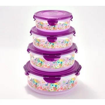 LocknLock 4-Piece Nestable Spring Printed Canisters