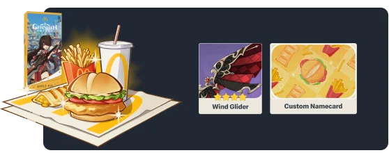 Genshin Impact Deluxe McCrispy Meal gets you in-game rewards like a 4-star exclusive Wind Glider and Custom Namecard.