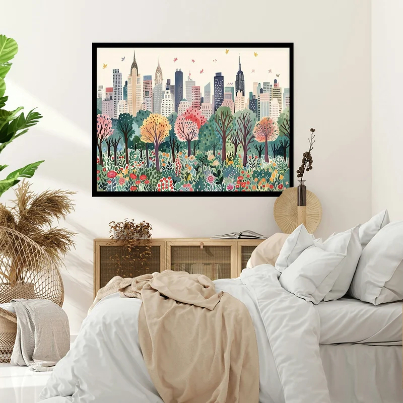 Image of New York City Landmarks Landscape Watercolour Art Print