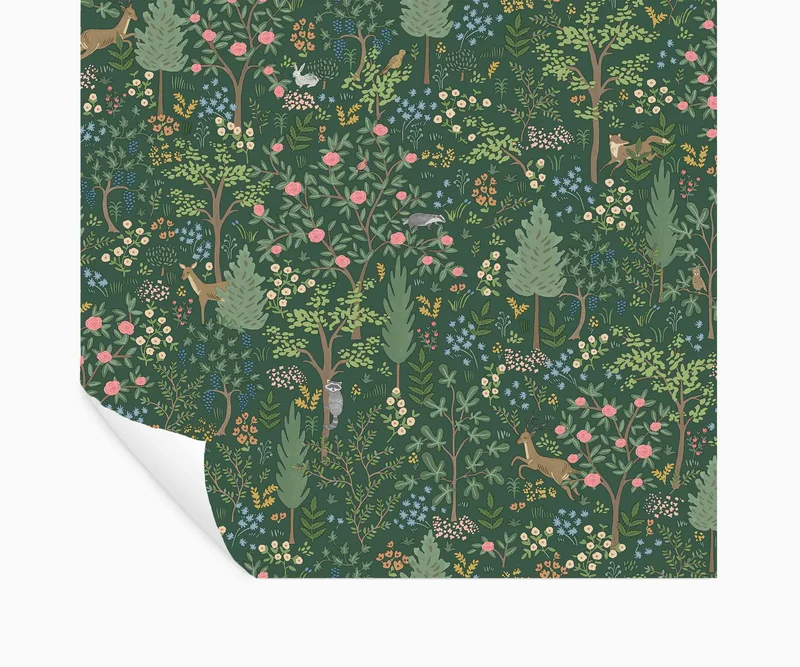 Image of Woodland Peel & Stick Wallpaper - Emerald