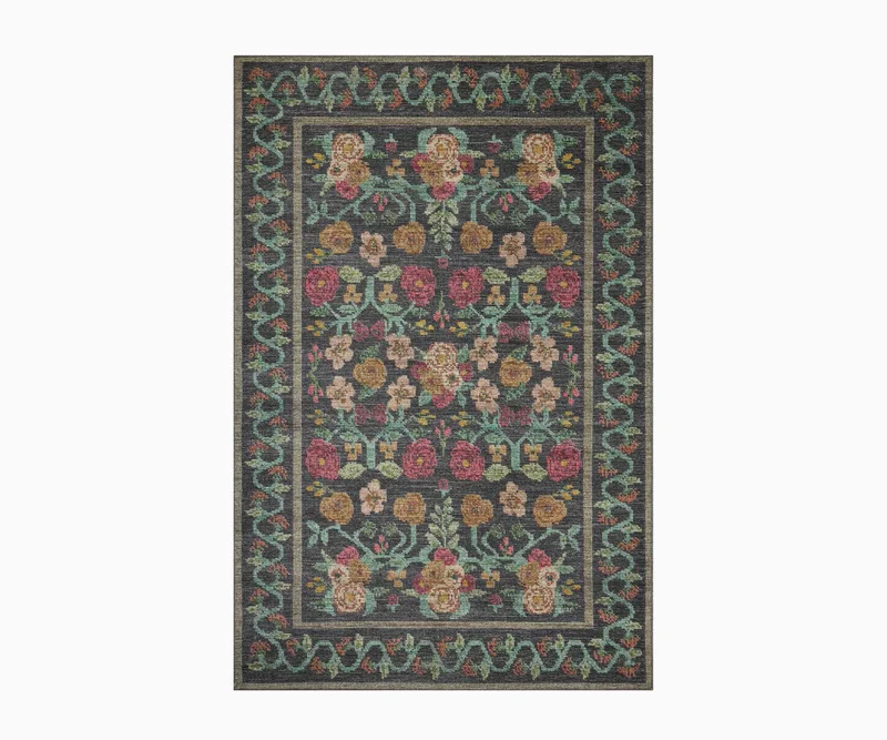Image of Rosa Power Loomed Rug - Black