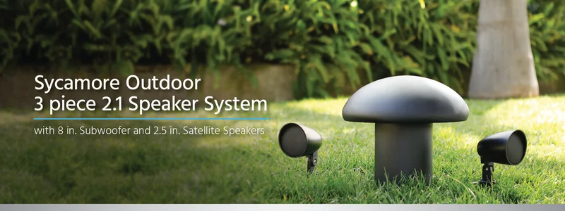 Monoprice Sycamore Outdoor 2.1 Speaker System with 8in Subwoofer and 2.5in Satellites (3 piece)