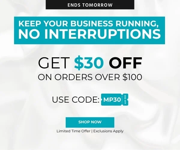 Keep Your Business Running, No Interruptions Get $30 off on orders over $100- Use Code: discount code