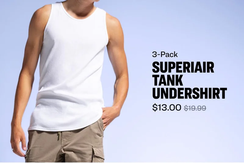 3-Pack Superiair Tank Undershirt- On Sale for $13.00