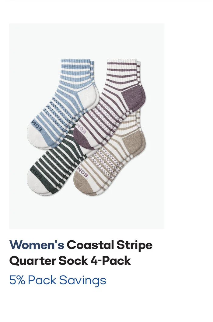 Women's Coastal Stripe Quarter Sock 4-Pack