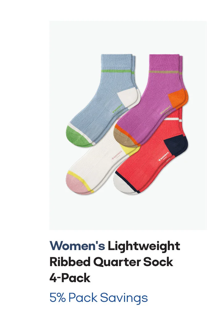 Women's Lightweight Ribbed Quarter Sock 4-Pack