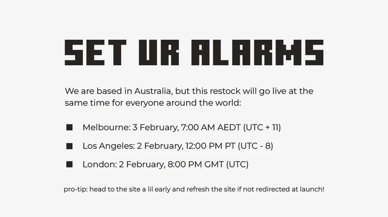 Set your alarms.