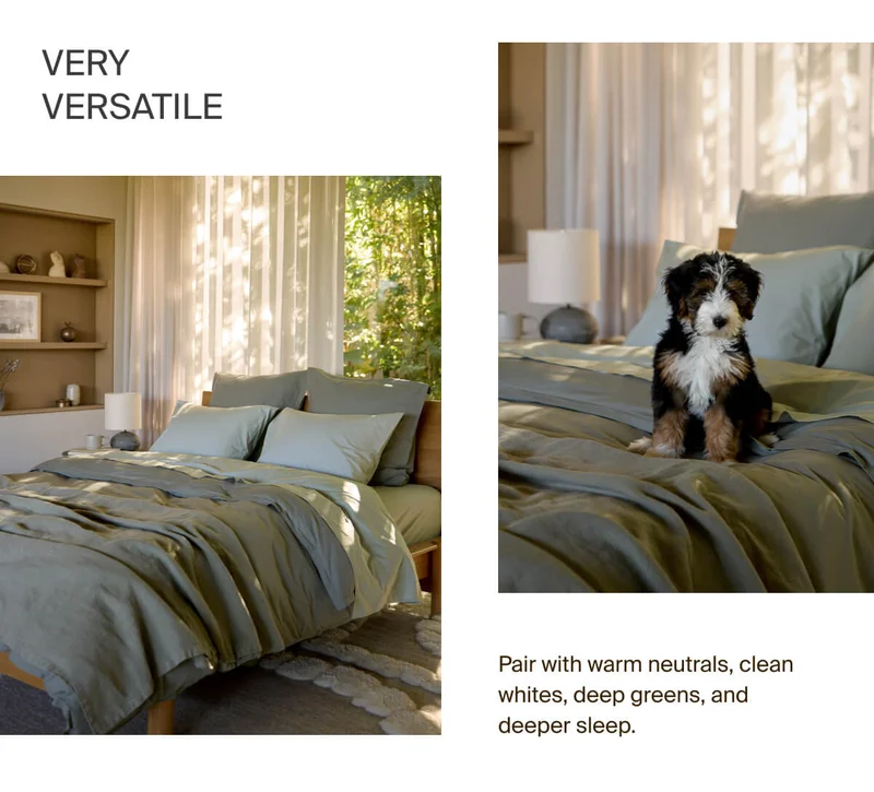 Pair with warm neutrals, clean whites, deep greens and deeper sleep.