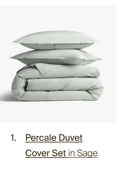 Percale Duvet Cover Set in Sage