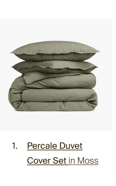 Percale Duvet Cover Set in Moss