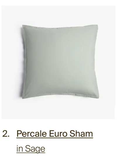Percale Euro Sham in Sage