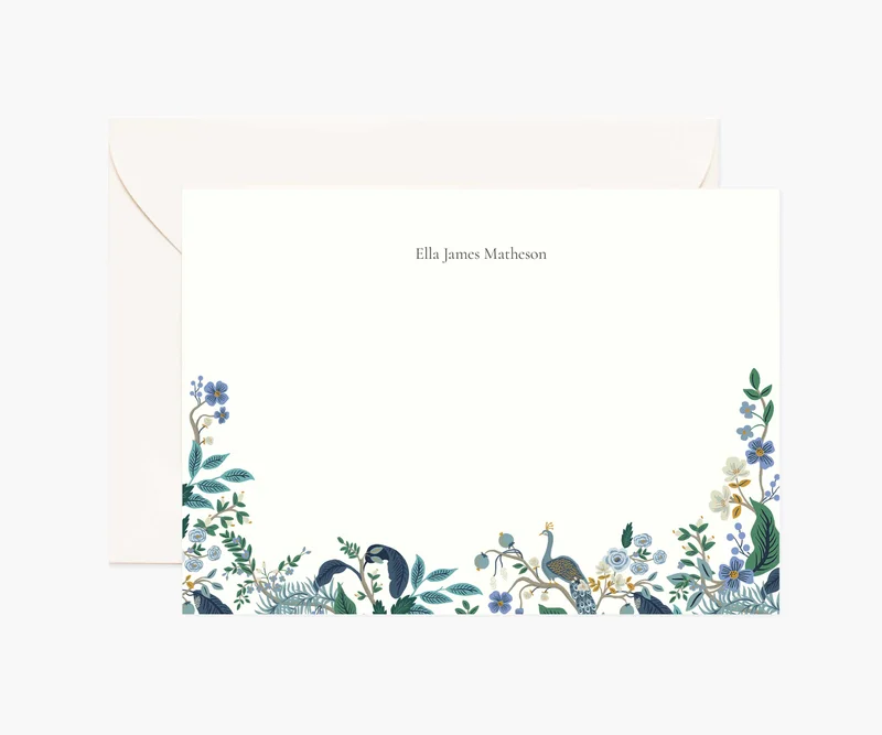 Image of Floral Personalized Stationery  - Peacock