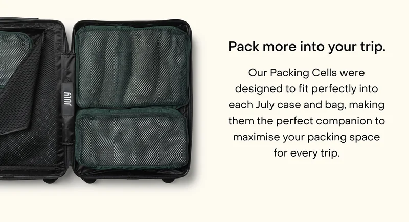 Our Packing Cells were designed to fit perfectly into each July case and bag, making them the perfect companion to maximise your packing space for every trip.