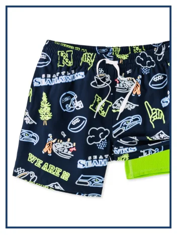 Lined Classic Swim Trunk: The Neon Seahawks