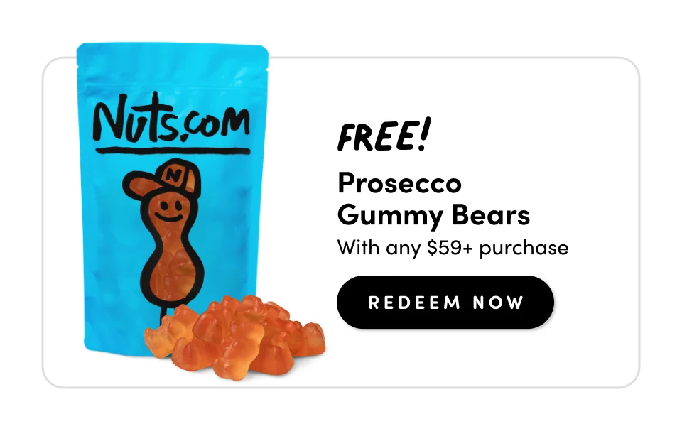 Nuts.com; FREE! Prosecco Gummy Bears with your next $59+ purchase; Shop Now