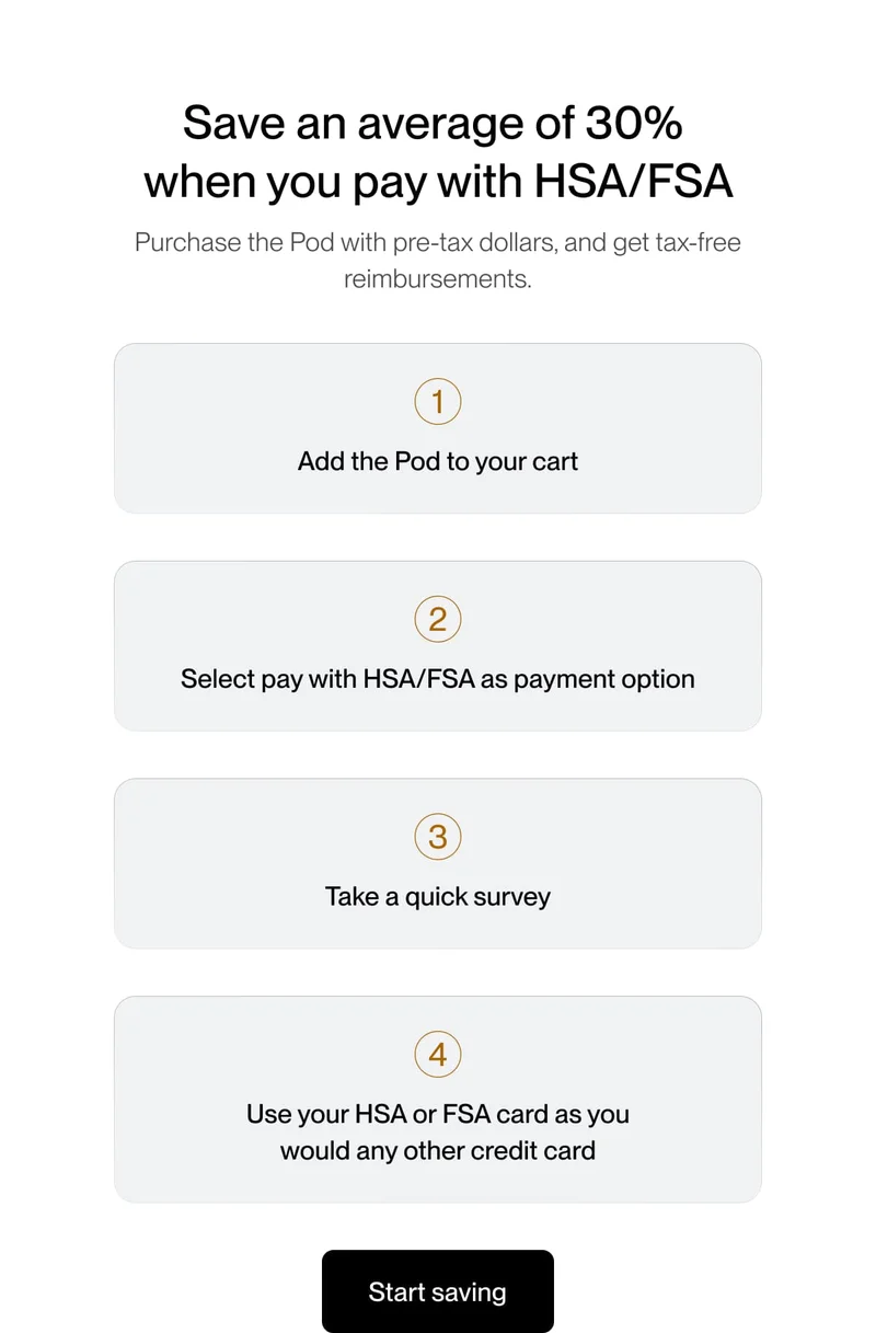 Save an average of 30%  when you pay with HSA/FSA