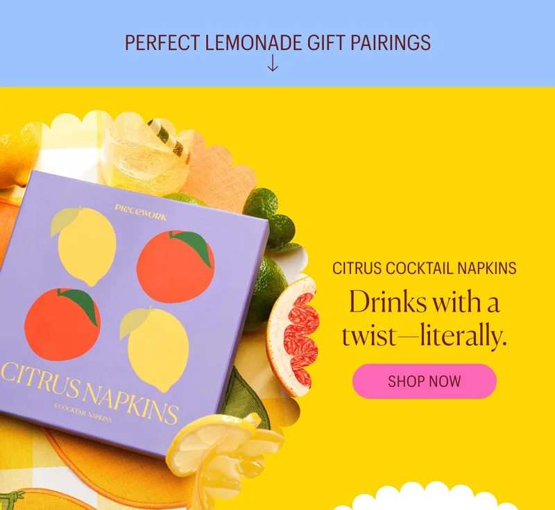 Perfect Lemonade Gift Pairings - Citrus Cocktail Napkins - Drinks with a twist, literally.