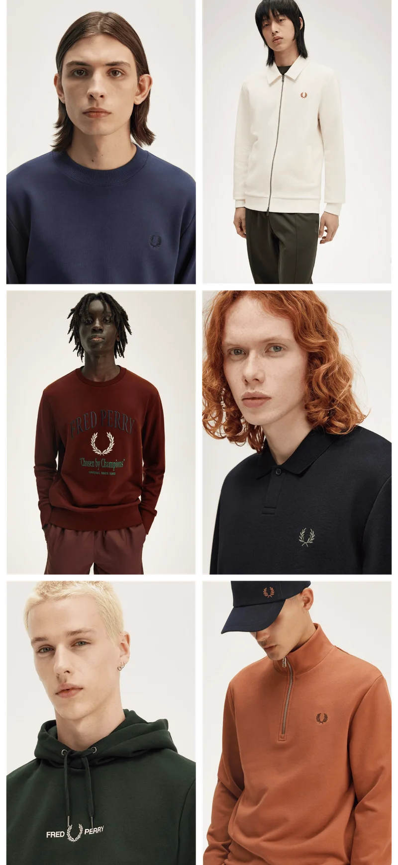 A selection of Fred Perry sweatshirts