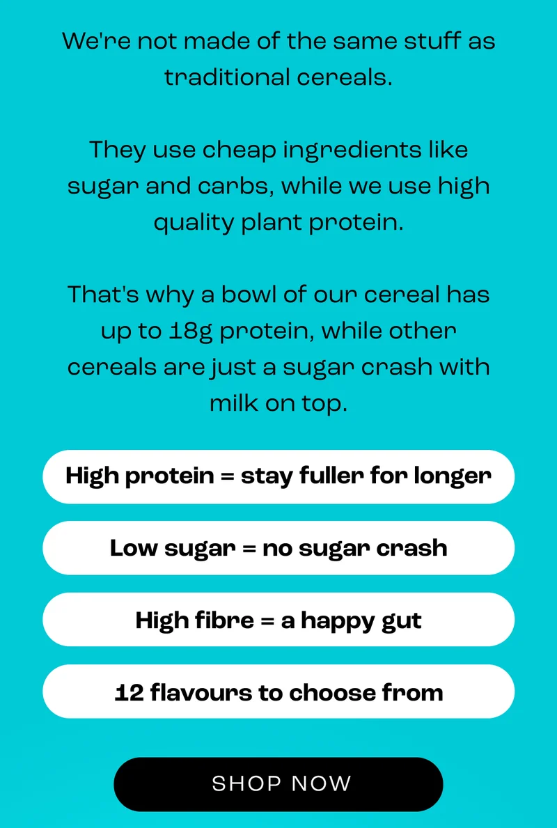 Yes... Surreal is 'fake' cereal, and it's a little more expensive than your usual big-name box.  But can you really call early morning sugary carbs breakfast? Maybe if you enjoy sugar crashes and 10 AM naps.&nbsp;  Surreal is playing a very different game — we’re all about cereal that actually fuels your day.  High protein = stay fuller for longer  Low sugar = no sugar crash  High fibre = a happy gut  Tasty flavours=  a breakfast to ook forward to  That's not fake. That's modern nutrition disguised as childhood nostalgia.
