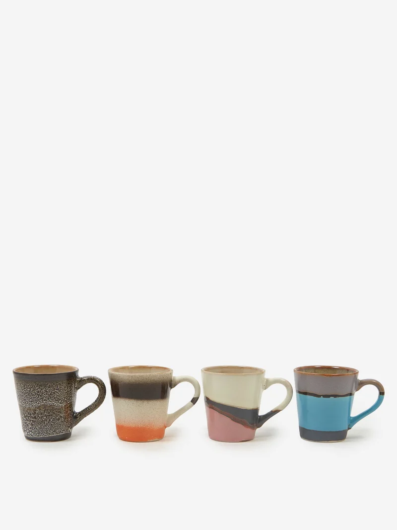 Image of HKLiving 70s Ceramics Espresso Mugs (Set Of 4) - Funky