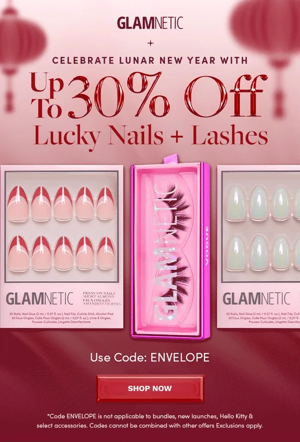Get up to 30% off Lucky Nails + Lashes