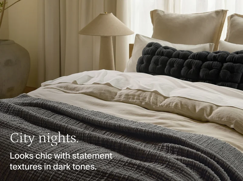 Looks chic with statement textures in dark tones. Shop the look.